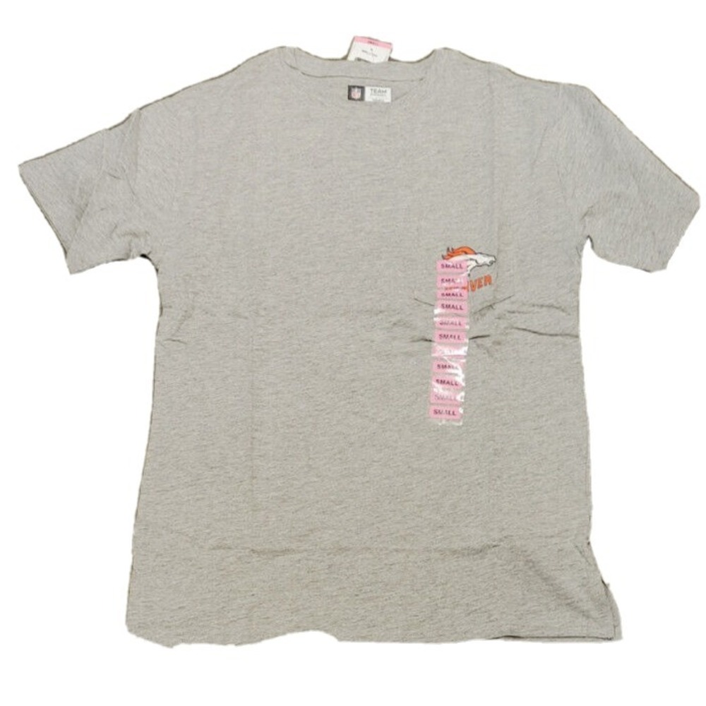 NWT NFL Team Apparel Women's Denver Broncos Crew Neck Pocket Tee Large‎